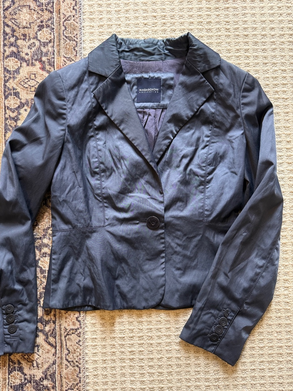 Magaschoni Navy Single-Button Tailored Blazer